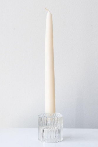 Skleněný broušený svícen na kónickou svíčku - set 2ks